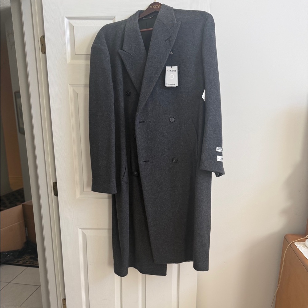 Alfani Charcoal Double-Breasted Trench Coat